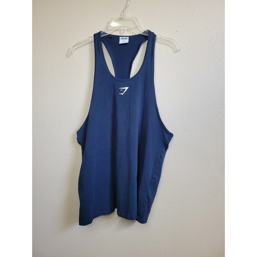 Gymshark Mens XL Navy Blue Stringer Tank Top Racerback Gym Training Fitness